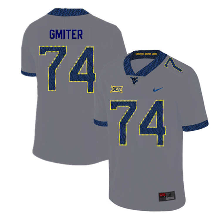 NCAA Men's James Gmiter West Virginia Mountaineers Gray #74 Nike Stitched Football College 2019 Authentic Jersey RY23I61MN